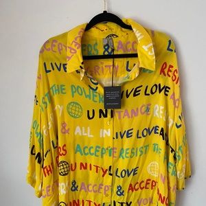 ASOS DESIGN x GLAAD & CURVE shirt in scribble